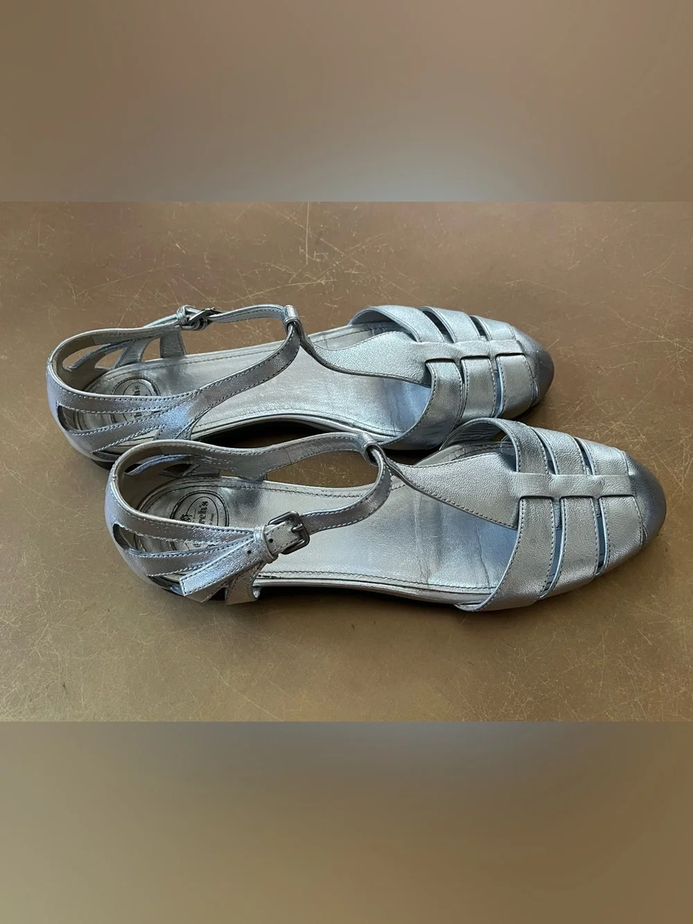 Church’s England Rainbow Metallic Silver Fisherman Sandals